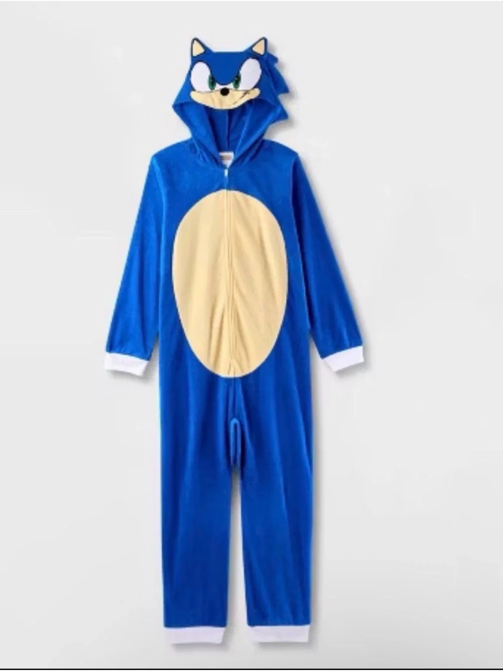 Boys Sonic the Hedgehog Union suit pajama hooded one piece costume blue M (8)
